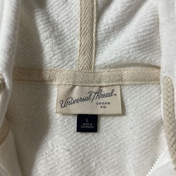 UT L White Leisure Studio French Terry Cloth Full Zip Hooded Sweatshirt - Picture 14 of 16